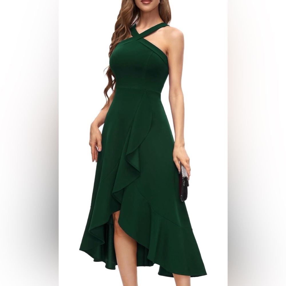 Bbonlinedress Halter Prom  Dress Ruffled Maxi Hi-Lo Evening Party 2025 Dress